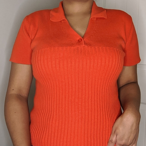 Vintage Orange Collared Top - Picture 3 of 4